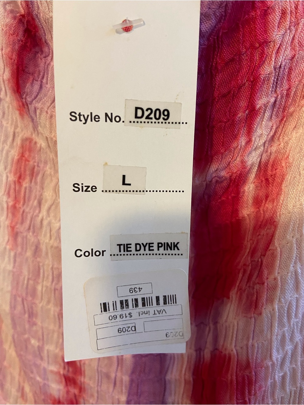 Tie-Dye Pink & White Women’s Swim Coverup Dress - Picture 3 of 3